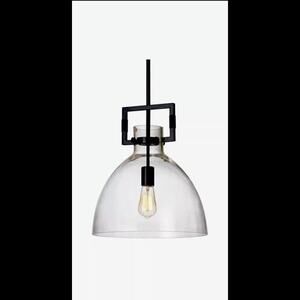 Modern Matte Black Pendant Light With Clear Glass Dome - for kitchen or Dining